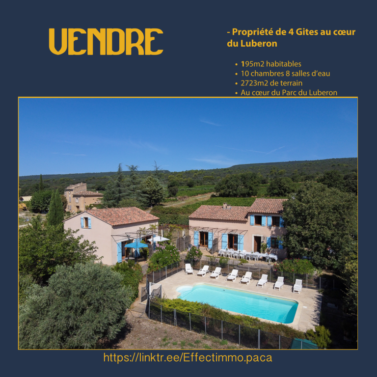 Gites à Vendre avec piscine, jardin située à Saint-Saturnin-lès-Apt dans le Luberon