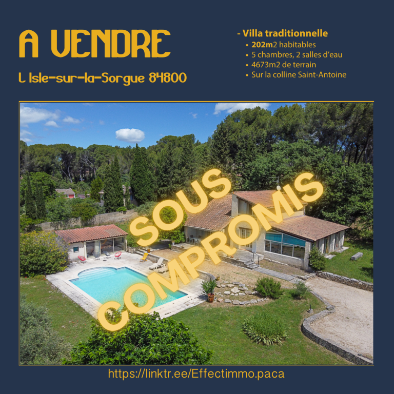 Maison traditionnelle à vendre avec piscine, jardin et vue agréable à L'Isle-sur-la-Sorgue.